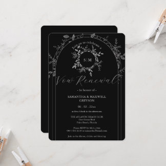 Luxury Black elegant  Vow Renewal Invitation