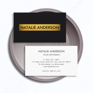 Luxury Black Faux Leather & Gold Business Card