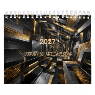 Luxury Black & Gold 3D 2027 Calendar
