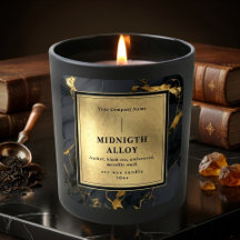 Luxury Black Gold Agate Elegant Shiny Candle Label