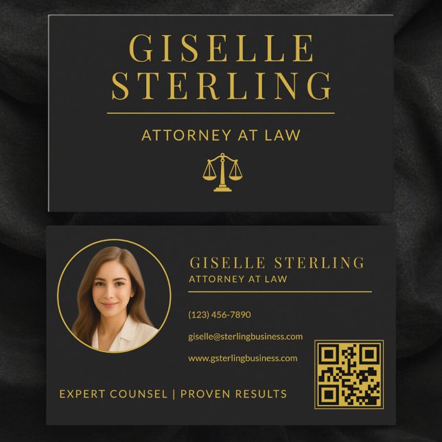 Luxury Black Gold Attorney at Law QR Code Business Card (Creator Uploaded)