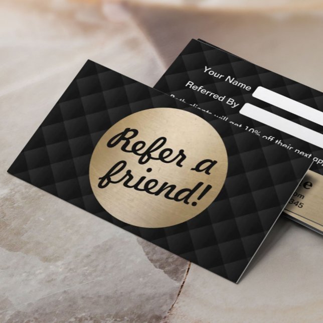 Luxury Black & Gold Beauty Salon Referral Card (Creator Uploaded)