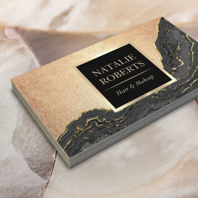 Luxury Black & Gold Beauty Salon Spa Business Card (Creator Uploaded)