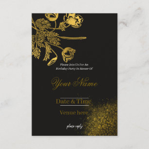 Luxury Black & Gold Birthday Party Invitation