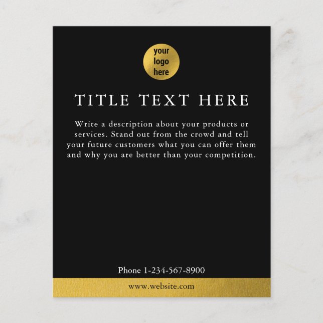 Luxury Black & Gold Business Logo Marketing Flyer (Front)