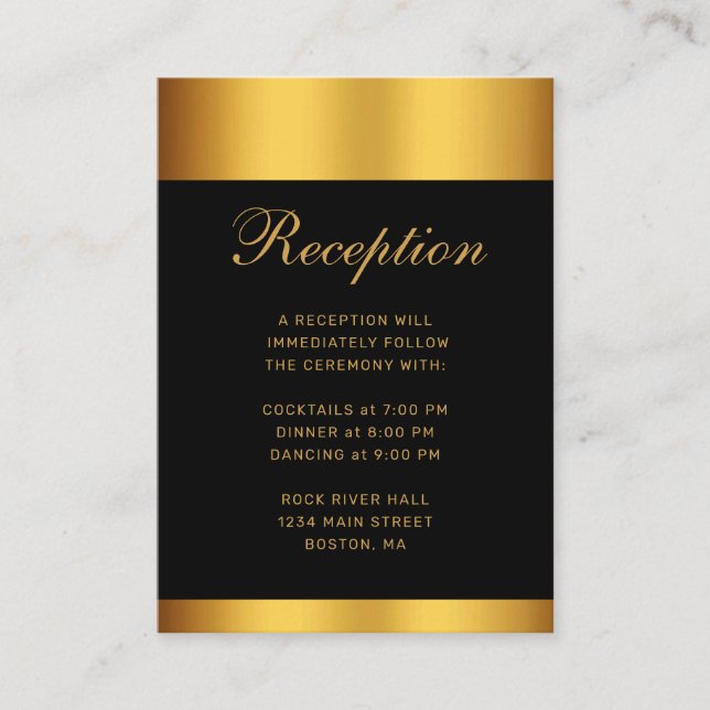 Luxury Black Gold Calligraphy Border Wedding Enclosure Card (Front)