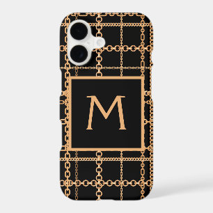 Luxury Black Gold Chain Pattern Monogram
