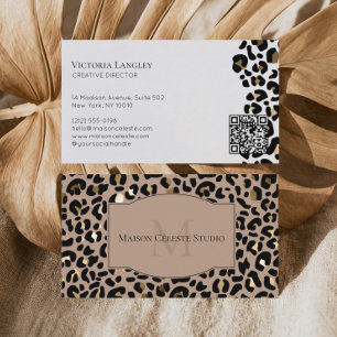 Luxury Black Gold Cheetah Leopard Print Elegant Business Card