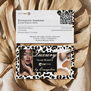 Luxury Black Gold Cheetah Leopard Print Makeup Business Card