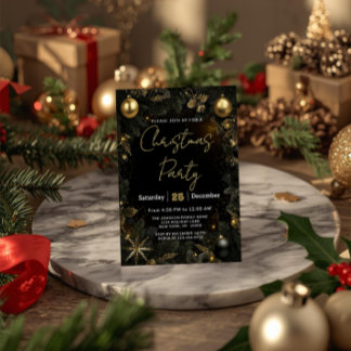 Luxury Black & Gold Christmas Party Invitation