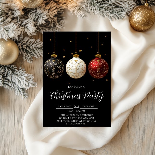 Luxury Black & Gold Christmas Party Invitation     (Creator Uploaded)