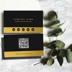 Luxury Black Gold Company Social Media & QR Code Business Card