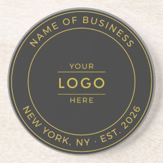Luxury Black Gold Custom Business Logo Est Year Coaster