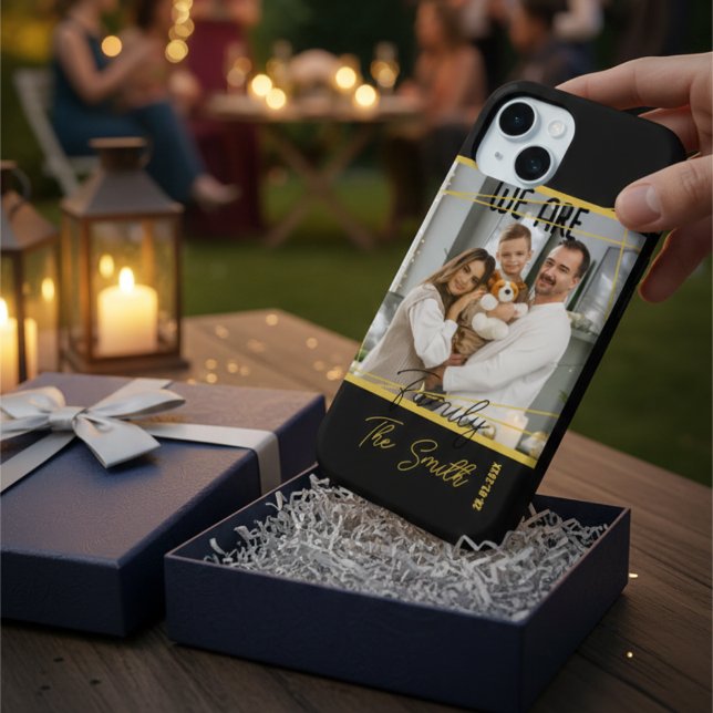 Luxury Black & Gold Custom Family Photo Keepsake Case-Mate iPhone Case (Creator Uploaded)