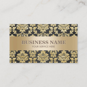 Luxury Black & Gold Damask Professional Business Card