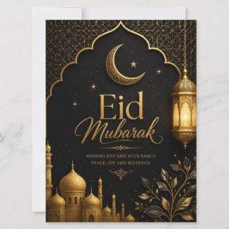 Luxury Black Gold Eid Mubarak Greeting Card