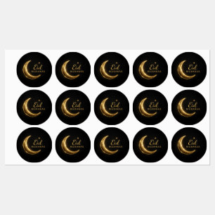 Luxury Black & Gold Eid Mubarak Stickers– Elegant