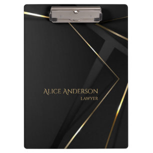 Luxury black gold elegant lawyer abstract Office Clipboard