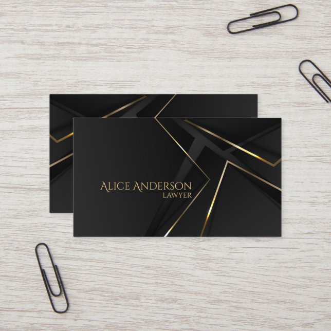 Luxury black gold elegant lawyer  Business Card (Front/Back In Situ)