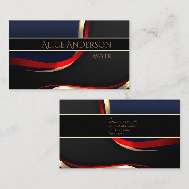 Luxury black gold elegant lawyer  Business Card (Front/Back)