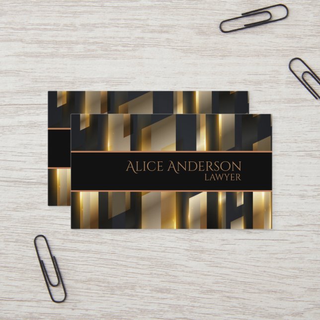 Luxury black gold elegant lawyer  Business Card (Front/Back In Situ)