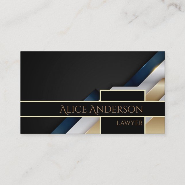 Luxury black gold elegant lawyer  Business Card (Front)