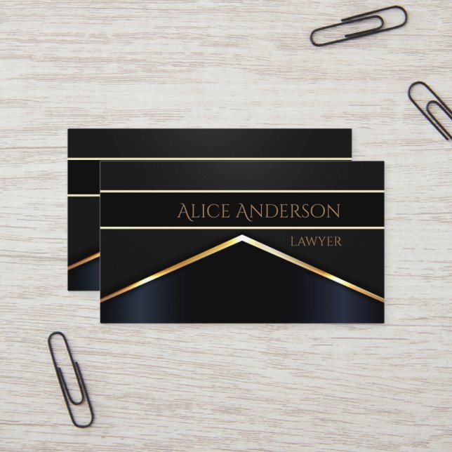Luxury black gold elegant lawyer  Business Card (Front/Back In Situ)