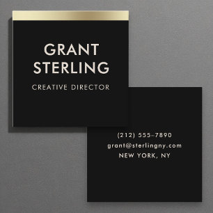 Luxury Black Gold Elegant Minimal Typography Square Business Card
