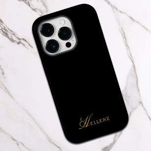 Luxury Black & Gold Elegant Script Monogram  Case-Mate iPhone 14 Pro Case