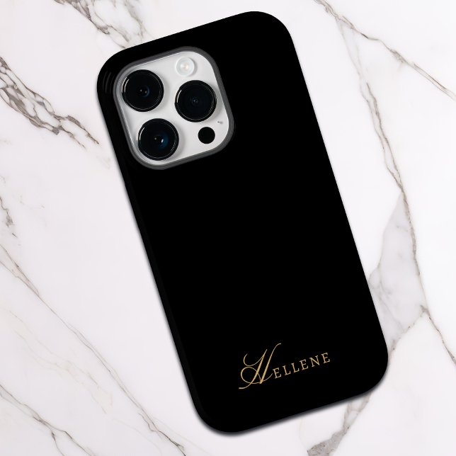 Luxury Black & Gold Elegant Script Monogram  Case-Mate iPhone Case (Creator Uploaded)
