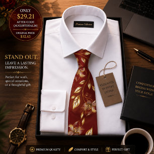 Luxury Black & Gold Floral Men's Necktie – Elegant