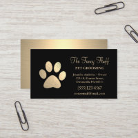 Luxury Black Gold Foil Dog Paw Grooming Service