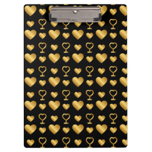 Luxury Black Gold Foil Hearts Clipboard