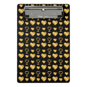 Luxury Black Gold Foil Hearts Mini Clipboard