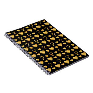 Luxury  Black Gold Foil Hearts  Notebook