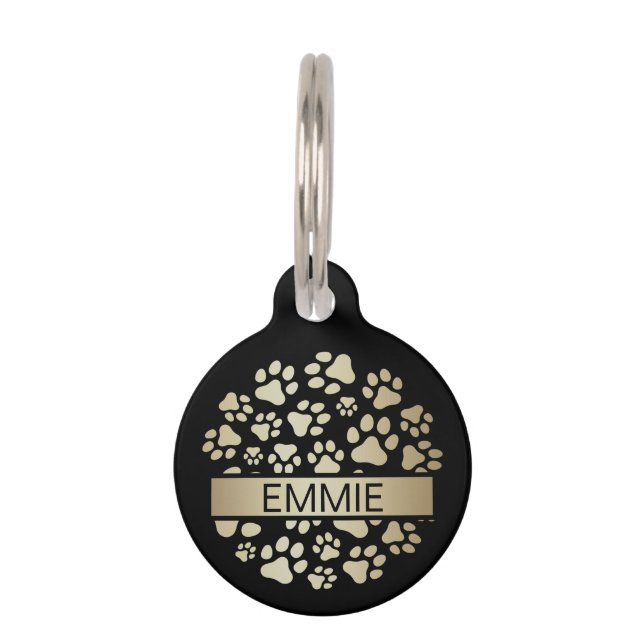 Luxury Black Gold Foil Pet Supplies  Pet Tag (Front)