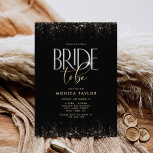 Luxury Black Gold Glitter Bridal Shower Invitation