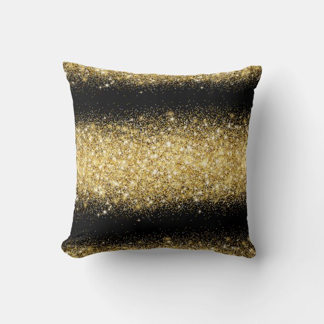 Luxury Black Gold Glitter Cushion (Front)