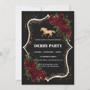 Luxury Black & Gold Glitter Kentucky Derby Invitat Invitation
