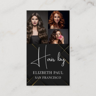 Luxury Black Gold Glitter lines with Photo Images Business Card