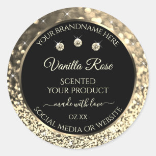 Luxury Black Gold Glitter Product Labels Diamonds