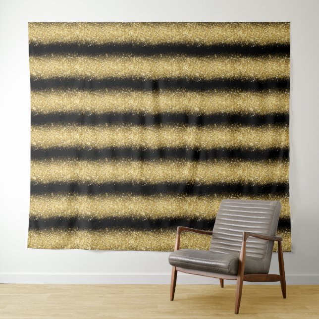 Luxury Black Gold Glitter Tapestry (In Situ (Horizontal))