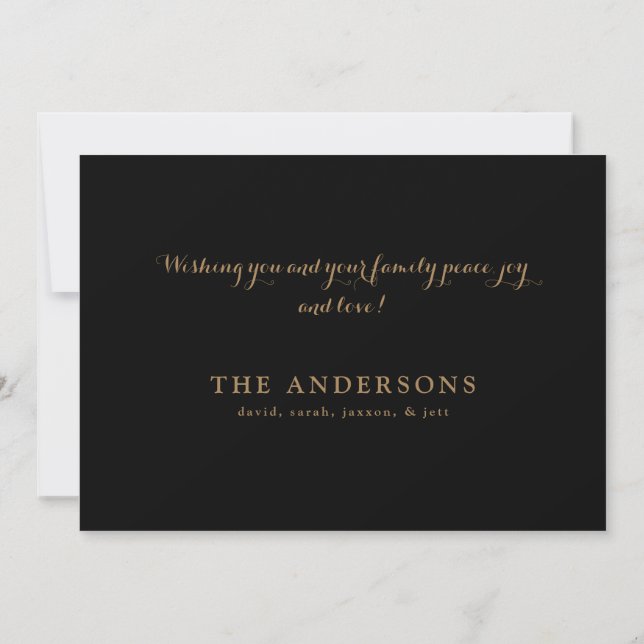 Luxury Black Gold  Holiday Card (Back)