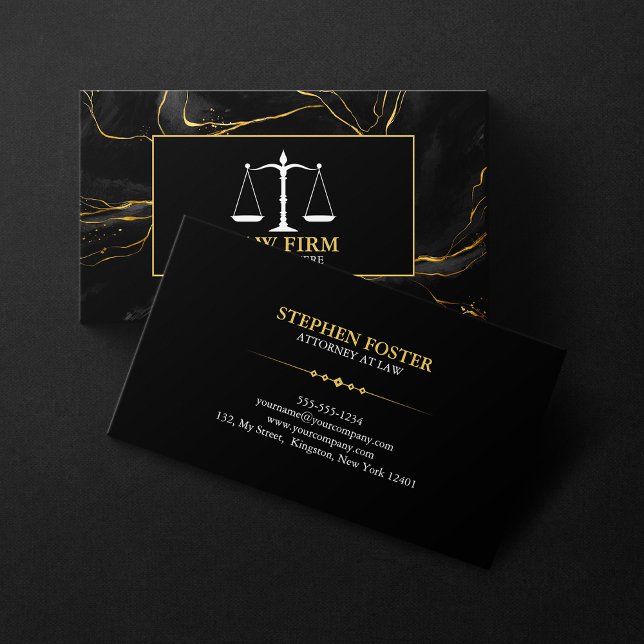 Luxury Black Gold Lawyer Attorney At Law Advocate Business Card (Creator Uploaded)