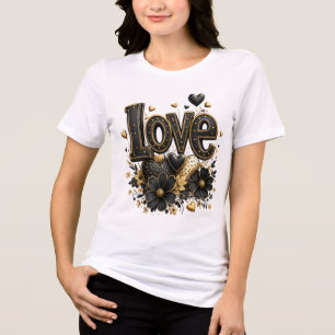 Luxury Black & Gold Love T-Shirt   Elegant Romanti Tri-Blend Shirt