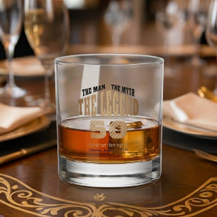 Luxury Black Gold Man Myth Legend 50th Thank You Whiskey Glass
