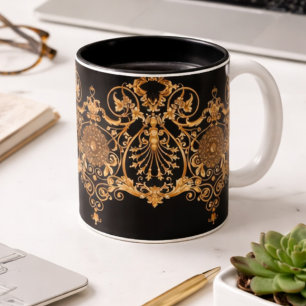 Luxury Black & Gold Marble Coffee Mug   Elegant Ae