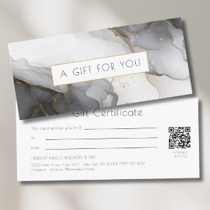 Luxury Black Gold Marble QR Code Gift Certificate