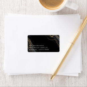 Luxury Black Gold Marble Return Address Sticker