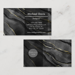 Luxury Black Gold Marble With Logo Business Card